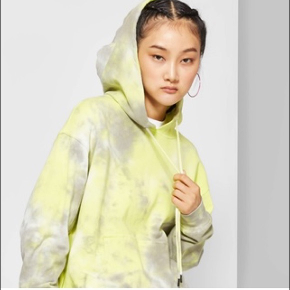 WILD FABLE TIE DYE SWEATSHIRT YELLOW/GREY LARGE